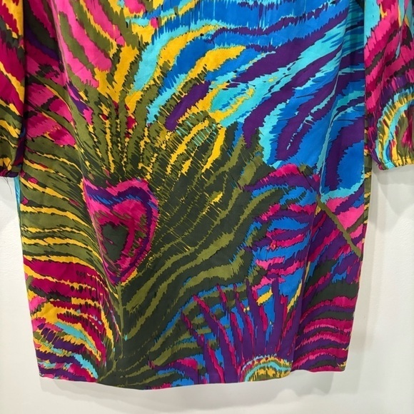 Trina Turk Peacock Print Silk Blend Mini Dress Women’s Size 8 - Picture 3 of 12